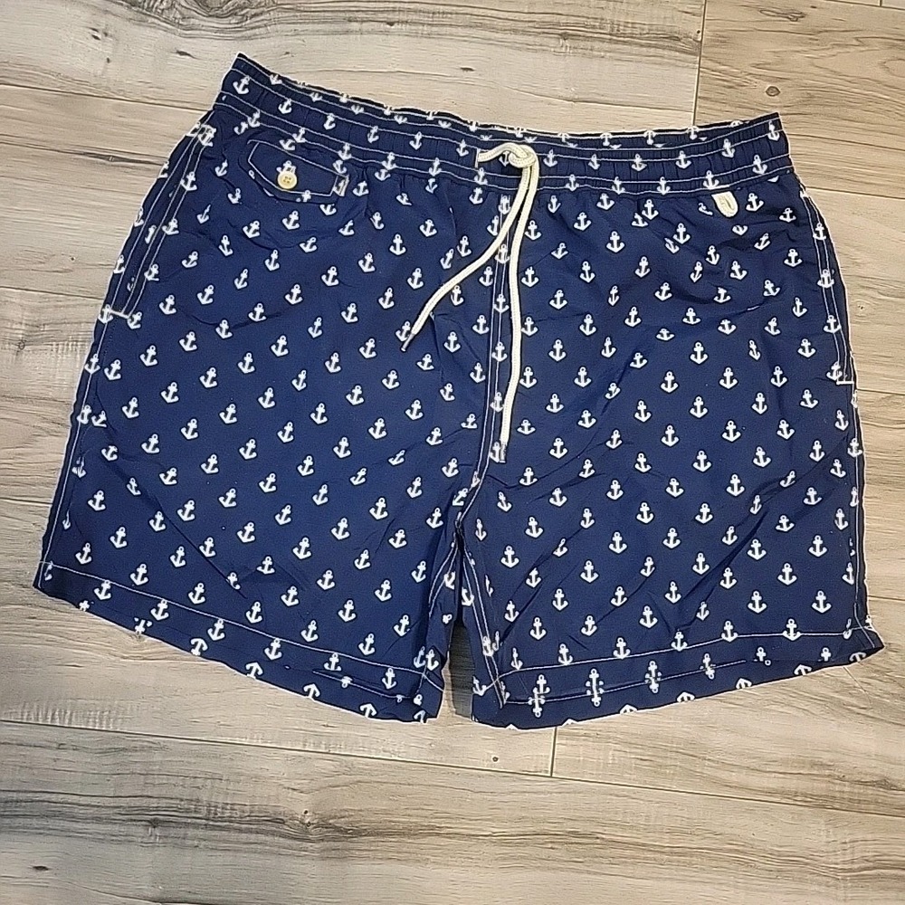 Polo Ralph Lauren Board Swim Shorts Mens XL Mesh Lined Anchor Allover Print